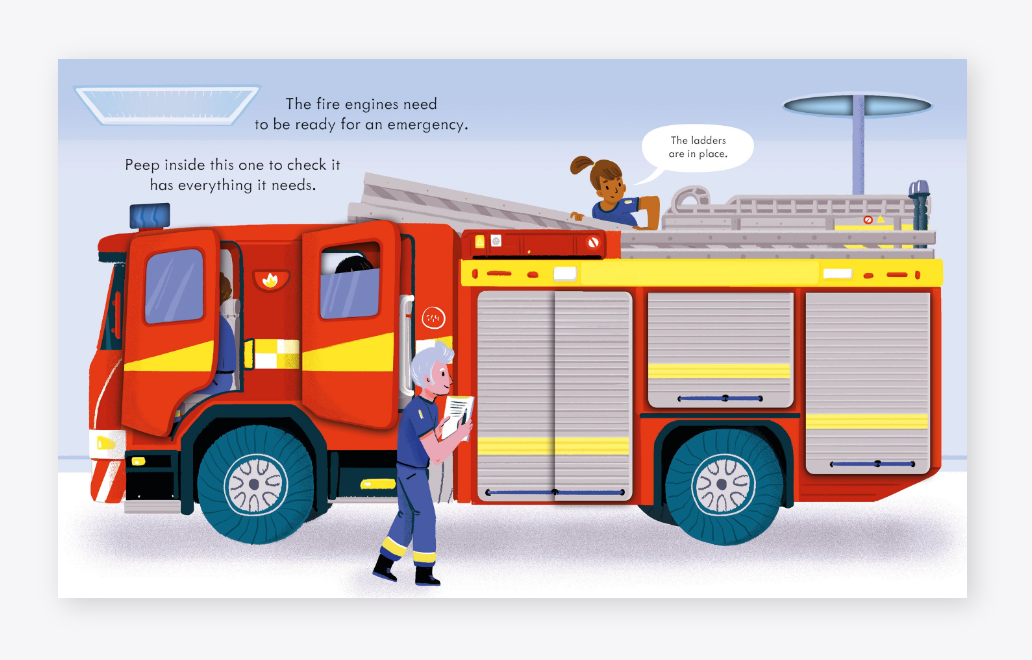 Peep inside how a fire engine works Board Book