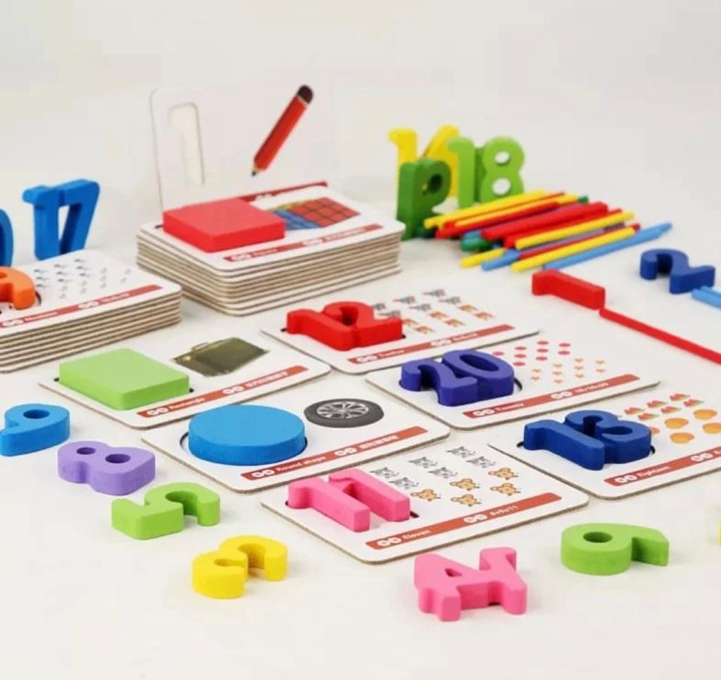 Math learning Kit | Number Flash Cards for Toddlers Montessori Toys Preschool Learning Activities Math Manipulatives Wooden Counting Sticks Kindergarten Math Games