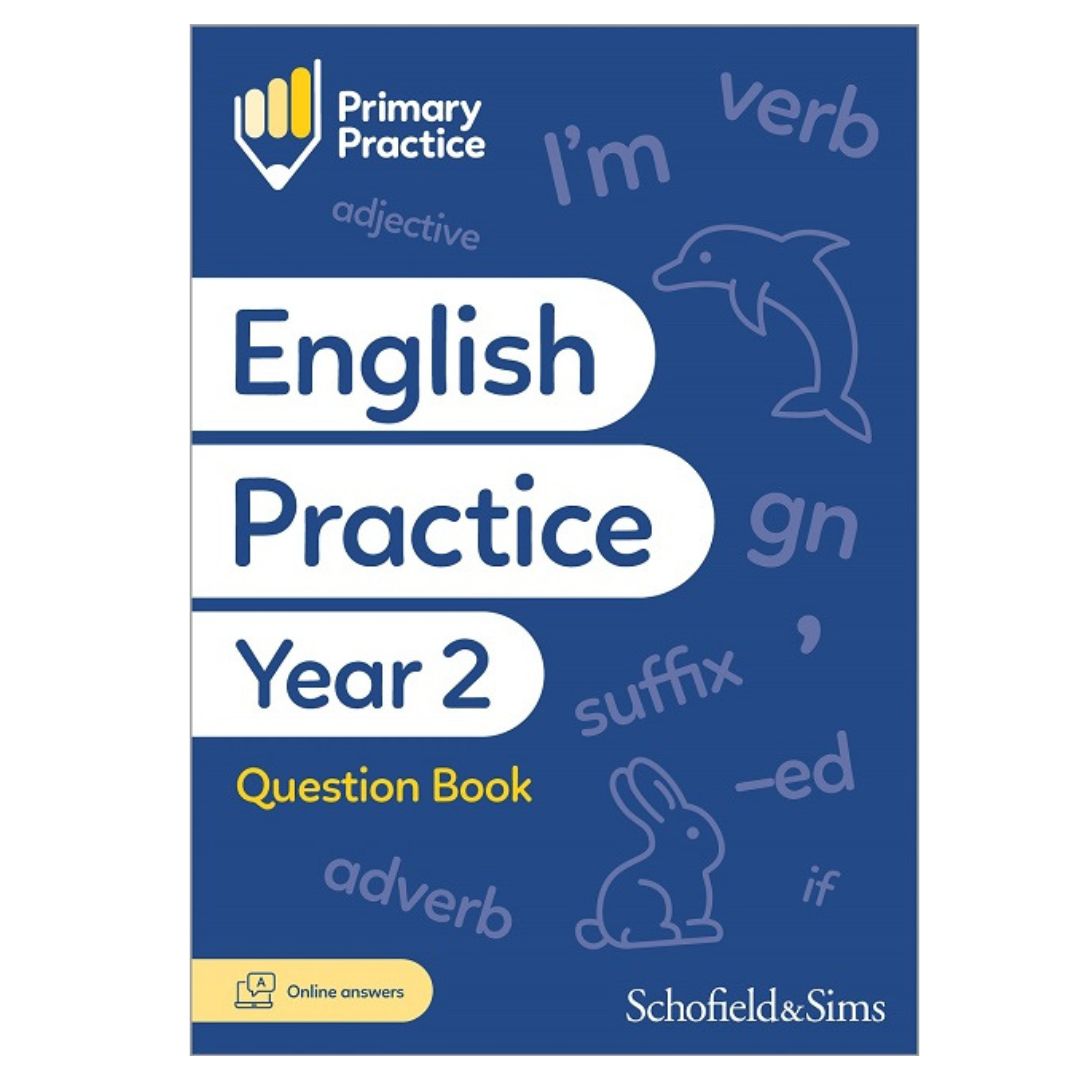 "Boost confidence in grammar, spelling, reading, and writing with the Schofield & Sims Primary Practice English Year 2 Question Book"