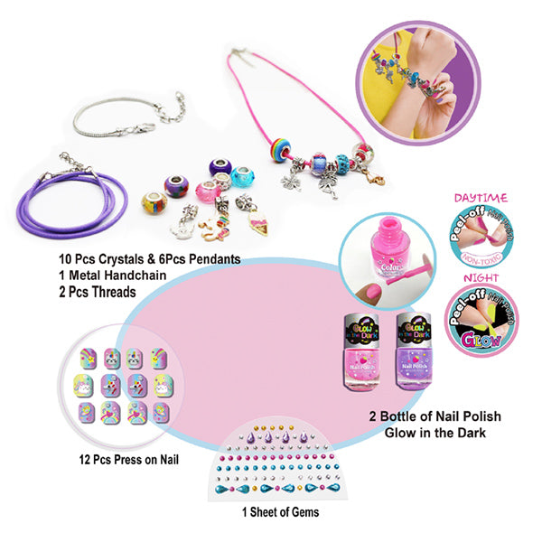 "DIY Jewelry Craft Kit with Stick-On Nails & Peel-Off Nail Polish"