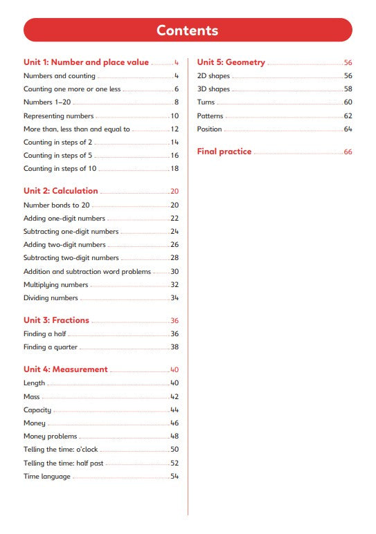 "Math year 1 workbook"