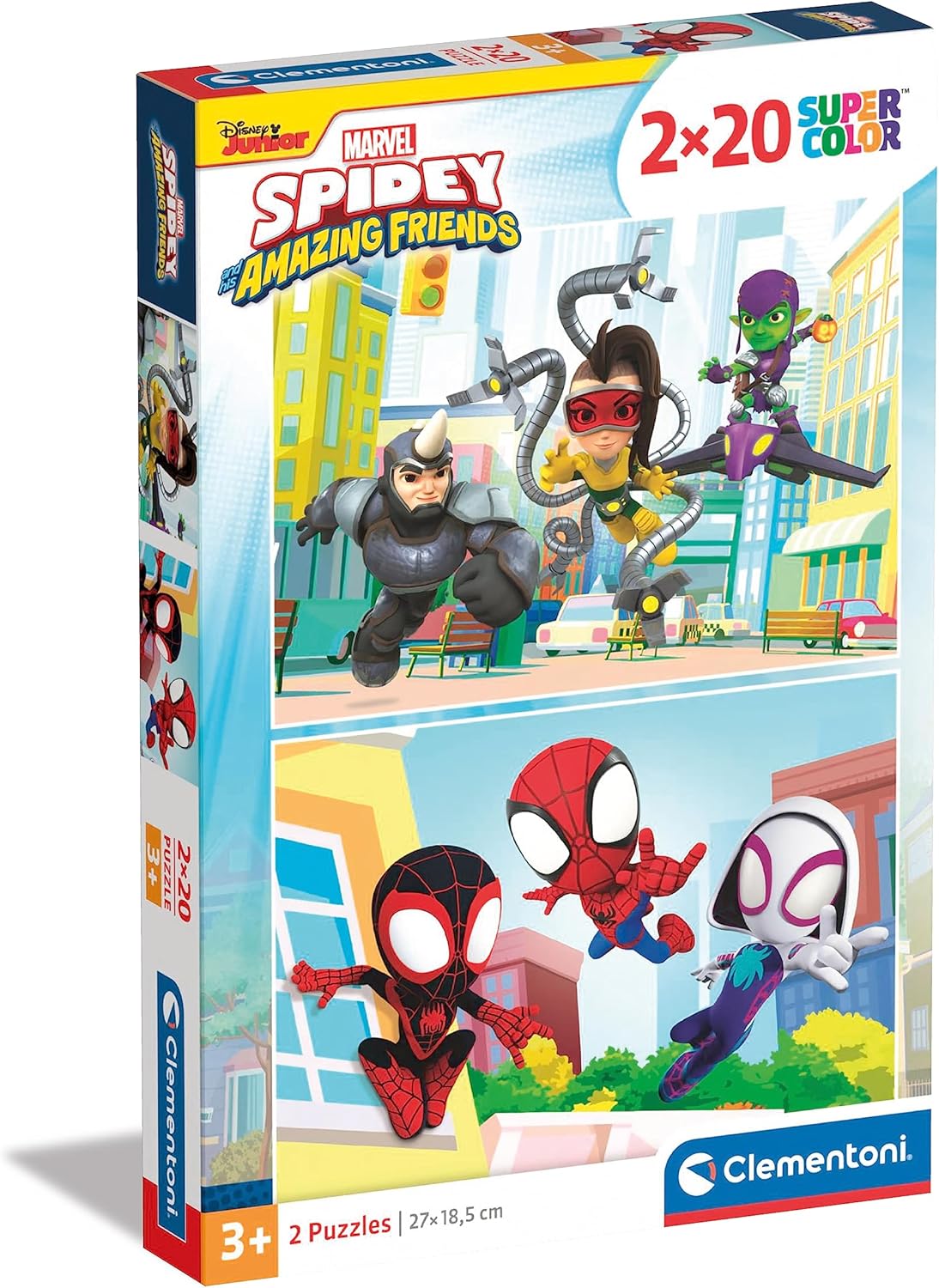 Clementoni Supercolor Marvel Spidey and His Amazing Friends-2 X 20-Piece Jigsaw Puzzle for Kids