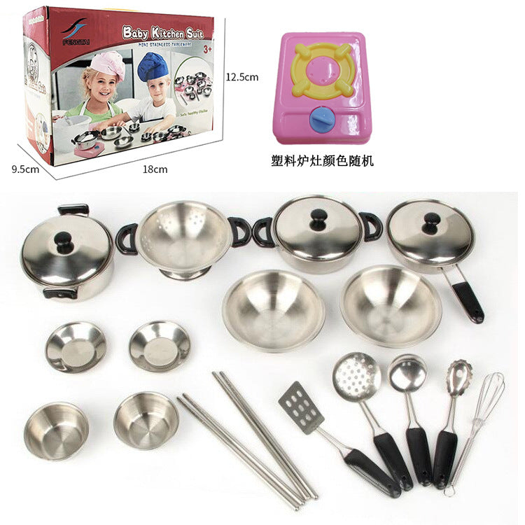 "Stainless Steel Kitchen for kids pretend play"