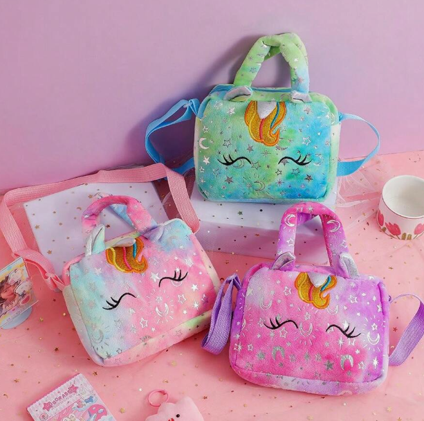 "Unicorn plush bags for kids at Eduzone International Tanzania"