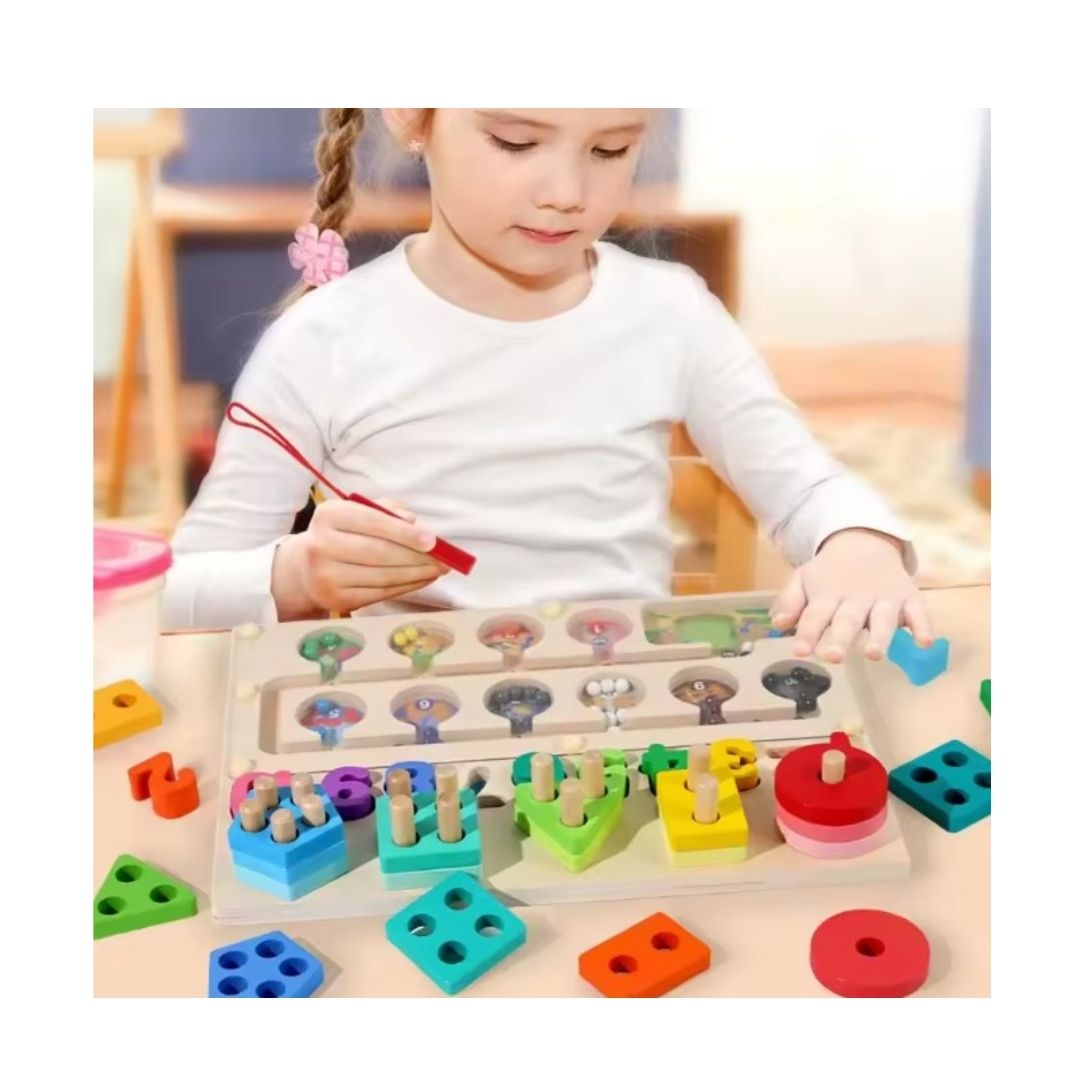 "Wooden Multi-Skill Learning Board for Kids"