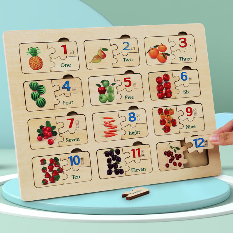 "Montessori Wooden Educational Number learning jigsaw board"