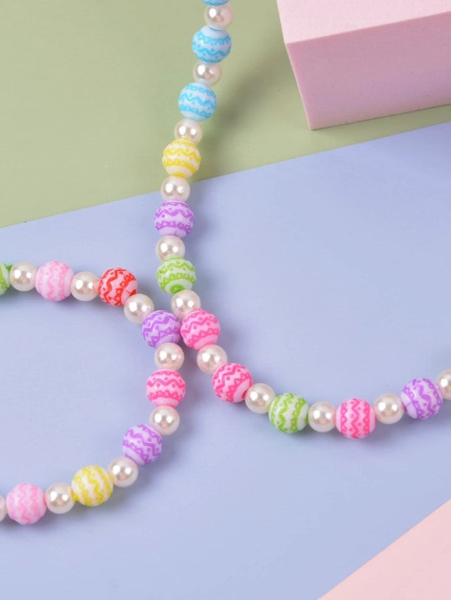 2pcs Girls Faux Pearl Decor Jewelry Set