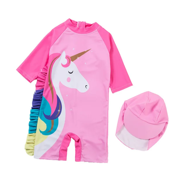 "Girls Unicorn Swimwear with cap"