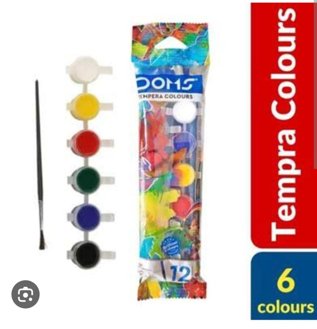 Doms Tempera Colors 6 Shades Pouch Pack | Creates Transparent & Translucent Effect On Any Water Color Surface | Free One Brush Inside | Easy To Intermix & Recreate Vivid Shades