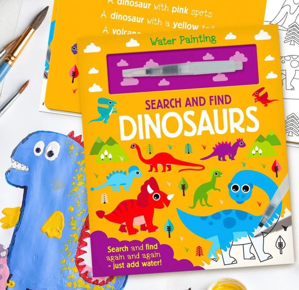 Reusable Water Magic Activity Book - Paint with Water for Children - No Mess - Water Pen Included (Dinosaurs)