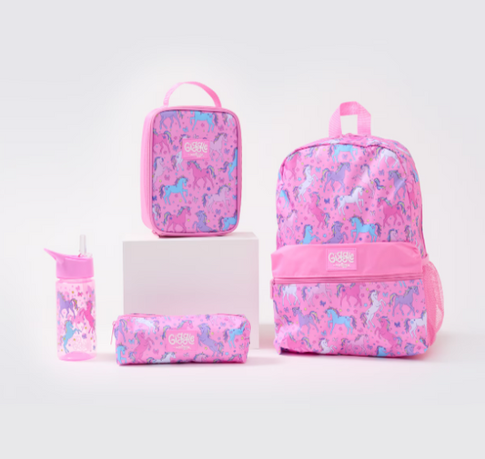 Smiggle school bag set - Kids Backpacks for Girls School Bag with Lunch Box, Pencil case and Bottle School Backpack for Girls Cute Unicorn Pink