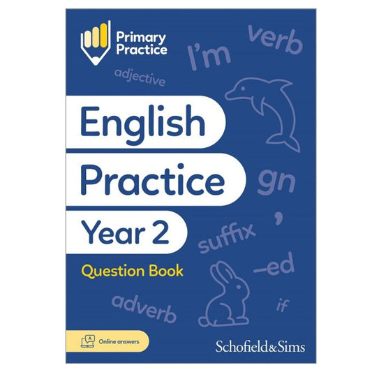"Boost confidence in grammar, spelling, reading, and writing with the Schofield & Sims Primary Practice English Year 2 Question Book"