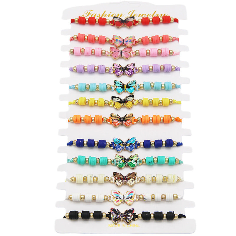 "Colorful butterfly-themed bracelets"