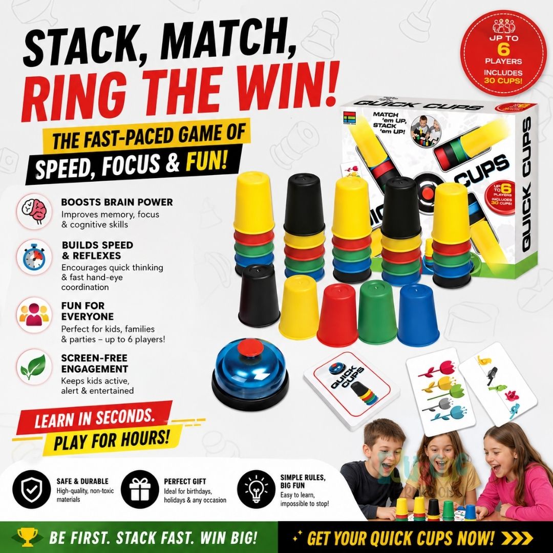 "Cups Speed Matching Game – Focus, Logic & Family Fun"