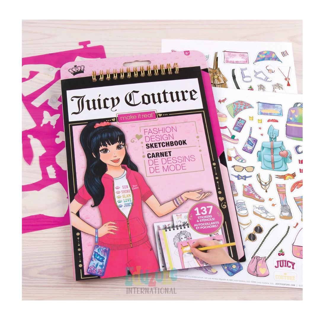 Make It Real Juicy Couture: Fashion Design Sketchbook, Includes 137 Stickers & Stencils, Draw Sketch & Create, Fashion Coloring Book, Tweens & Girls