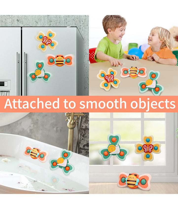 Spinning Sensory Learning Toys for Toddlers 1-3, Baby 6-12-18 Months Suction Cup Spinner Toy,Baby Bathtub Bath Toys, Birthday Gifts for 1 Year Old and 2 Year Old Boys and Girls