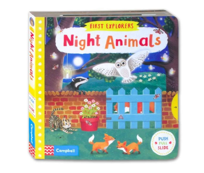 "Night Animals Push Pull and Slide Board Book"