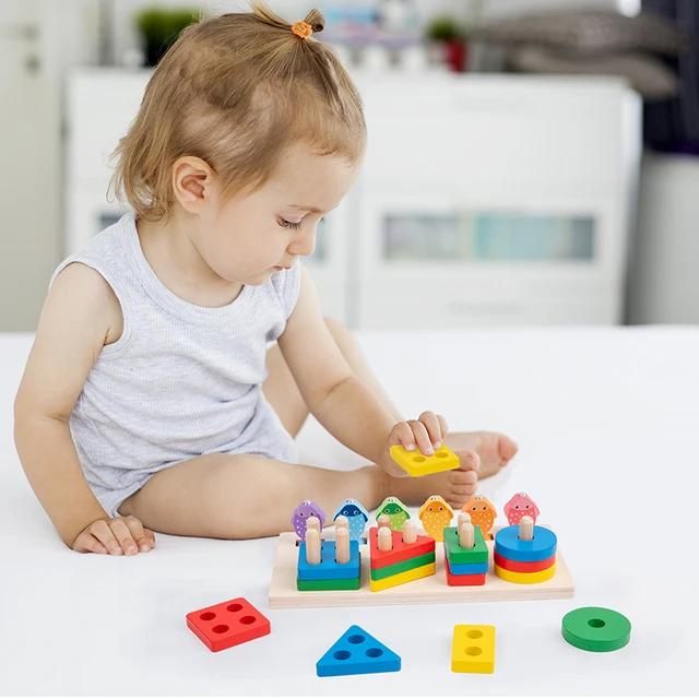 Montessori Wooden Toy Fishing and Stacking game for Toddler Kids