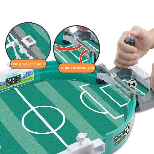 Tabletop football soccer pinball game setup in an indoor game room, featuring a foosball-style board game suitable for adults, kids, and family play.