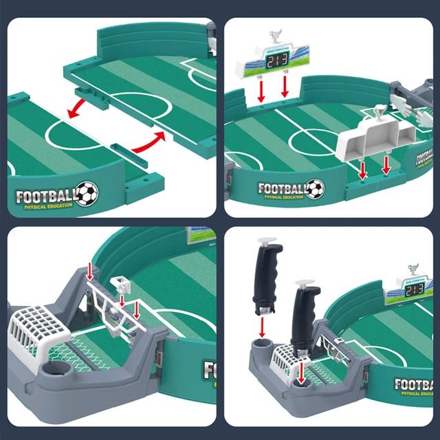 Tabletop football soccer pinball game setup in an indoor game room, featuring a foosball-style board game suitable for adults, kids, and family play.