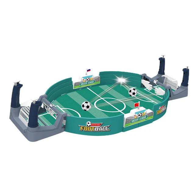 Tabletop football soccer pinball game setup in an indoor game room, featuring a foosball-style board game suitable for adults, kids, and family play.