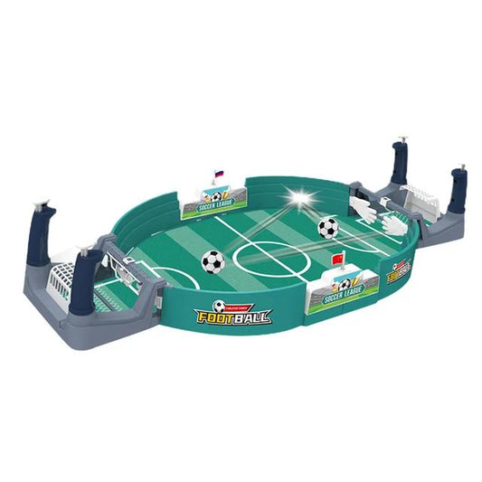 Tabletop football soccer pinball game setup in an indoor game room, featuring a foosball-style board game suitable for adults, kids, and family play.