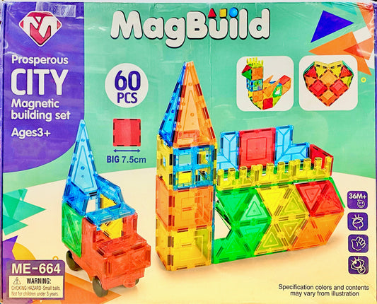 Magnetic Tiles – 60pcs Advanced Building Set for Kids