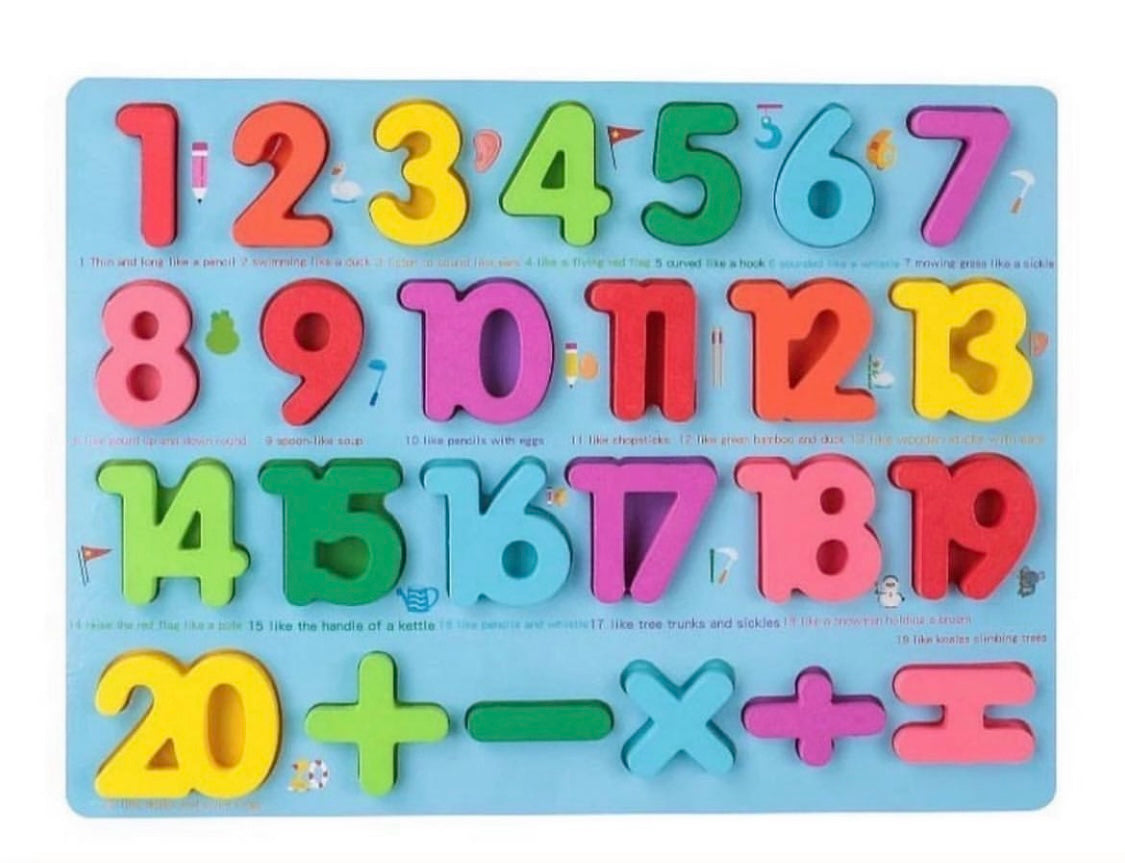 Wooden Number Puzzle Board for Toddler Montessori Educational Learning