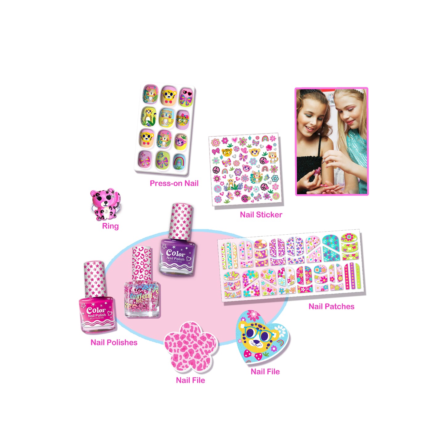 "Press-on Nail Kit for Girls"