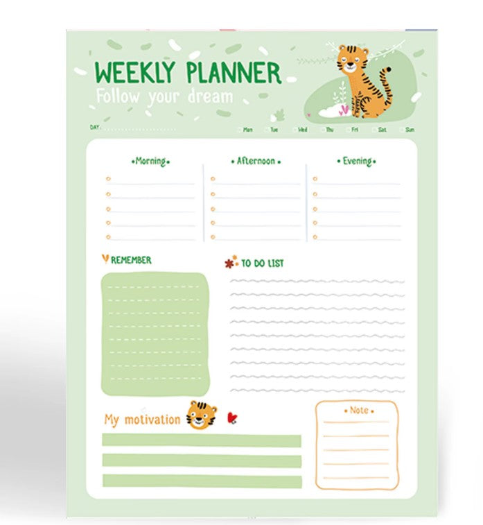 "Weekly planner notepad"