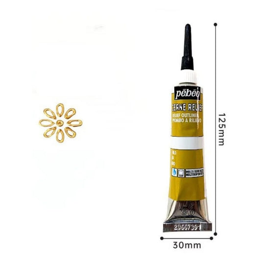 "Gold relief outliner paint tube with precision nozzle for detailed art and craft work"