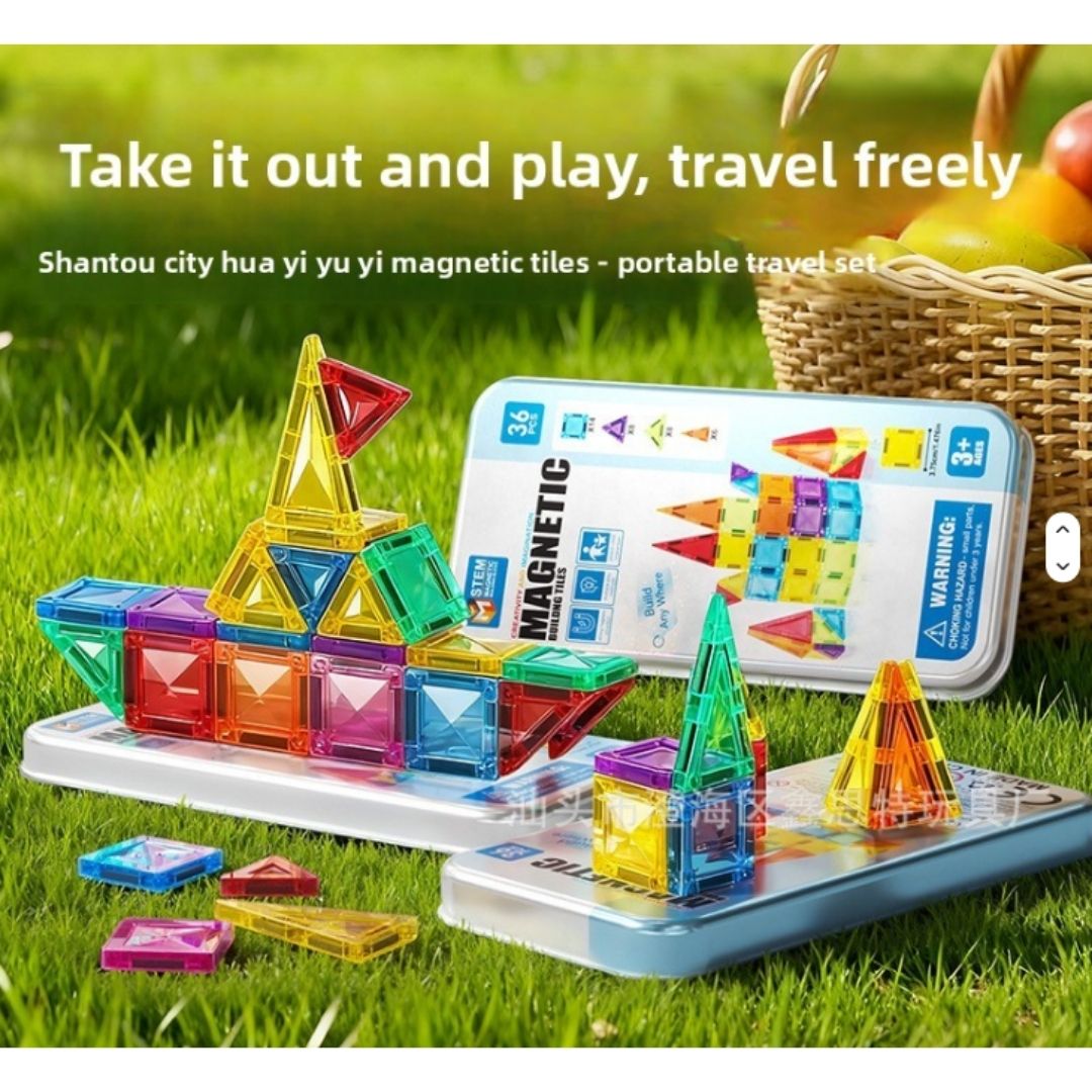 "Portable Magnetic Tiles Travel Set (STEM Toy)"