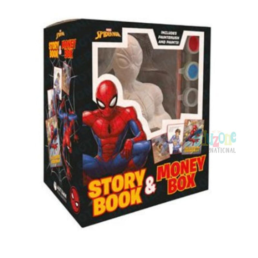 "Spider-Man story book and money box"