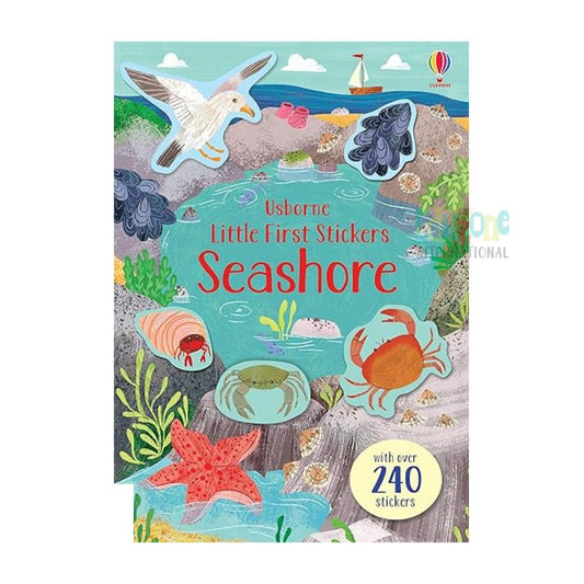 "Usborne Little First Stickers Seashore book cover with stickers"