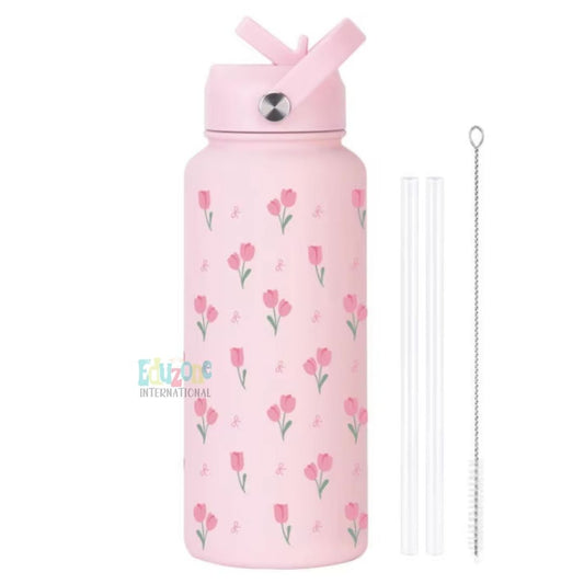 A light pink insulated water bottle for kids and adults"