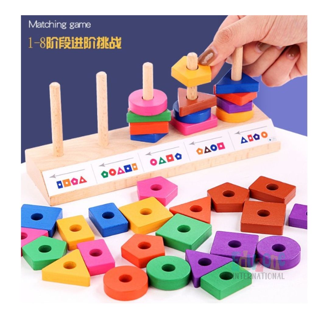 "Wooden Shape Block Matching Game"