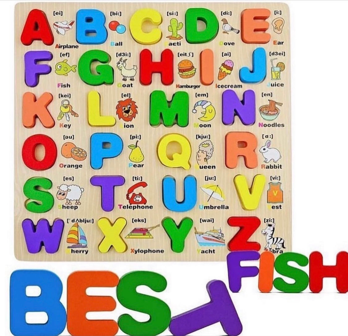 Alphabeted Wooden Alphabet puzzle board -Montessori Educational Learning – Eduzone