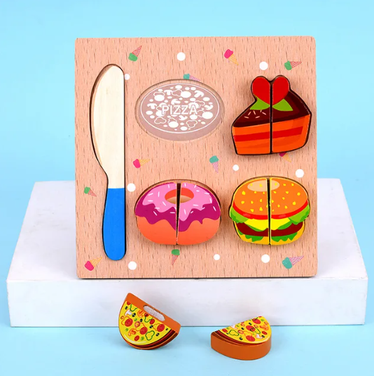 "Educational Wooden Cutting Puzzle Toy"