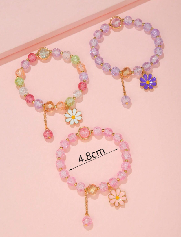 3pcs Girls Beaded Bracelet Set For Gift