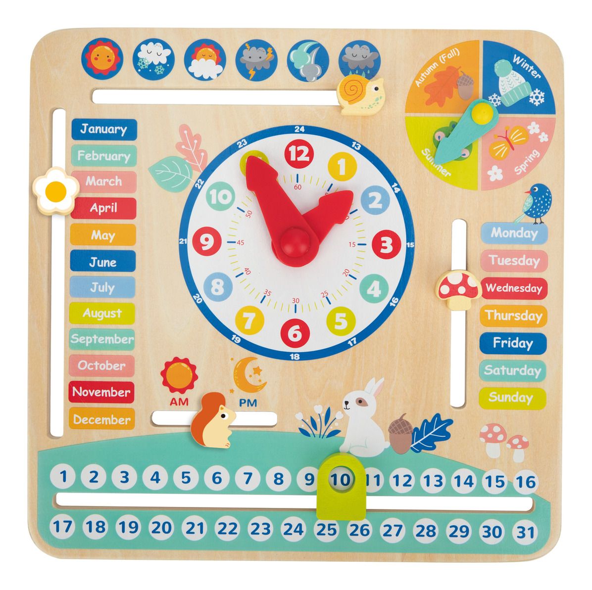 "Kids learning wooden Clock and Calender"