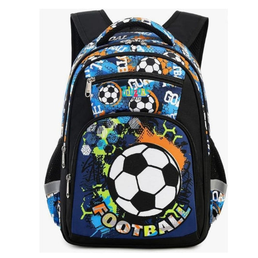 "football-themed backpack for primary school children"