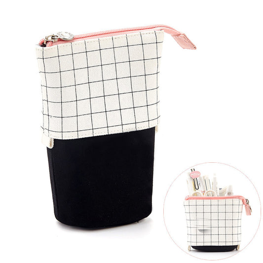 Standing Pencil Case for Girls, Cute Pen Holder Portable Pencil Pouch Aesthetic Pencil Holder Bag Makeup Cosmetics Bag for School Students Kids Teens Girls