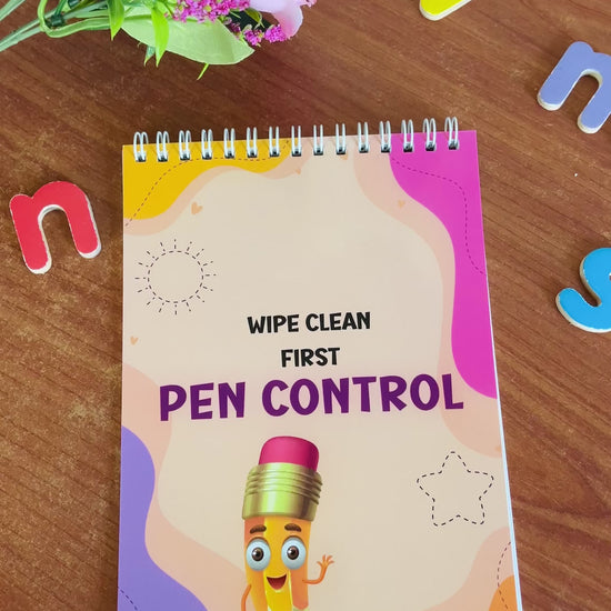 "Pen Control wipe and clean book for kids"