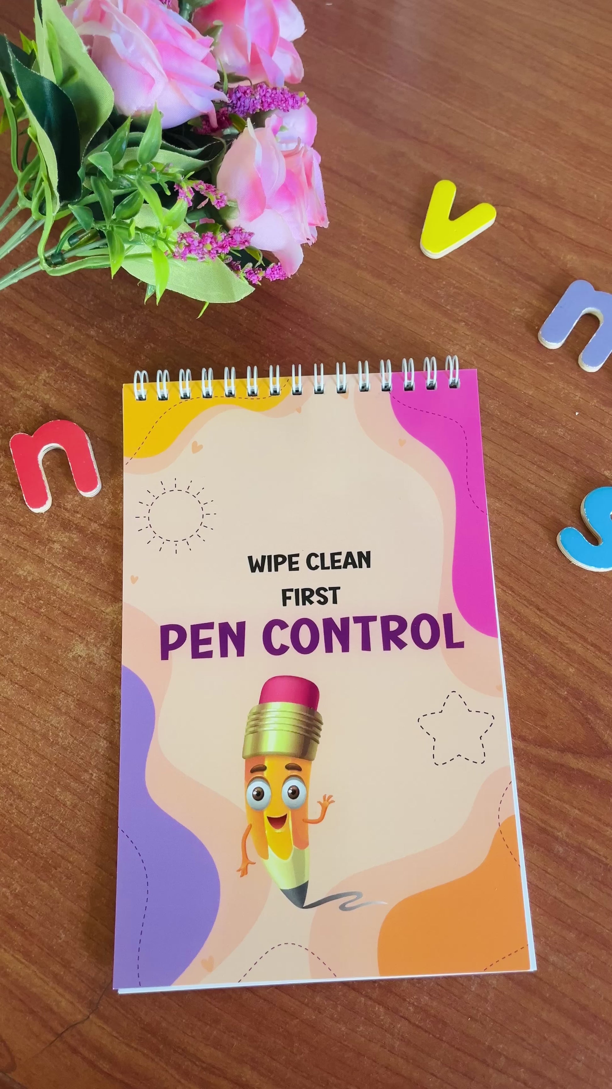 "Pen Control wipe and clean book for kids"