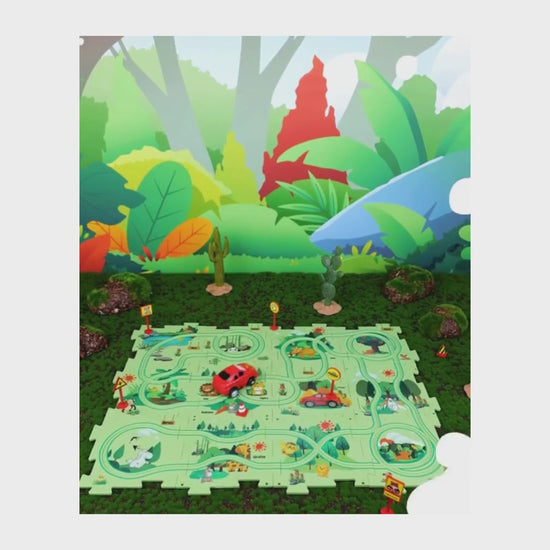 "Road Puzzle Track Set with Moving Car"