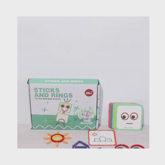 "Sticks and Rings building blocks set for fine motor and creativity"