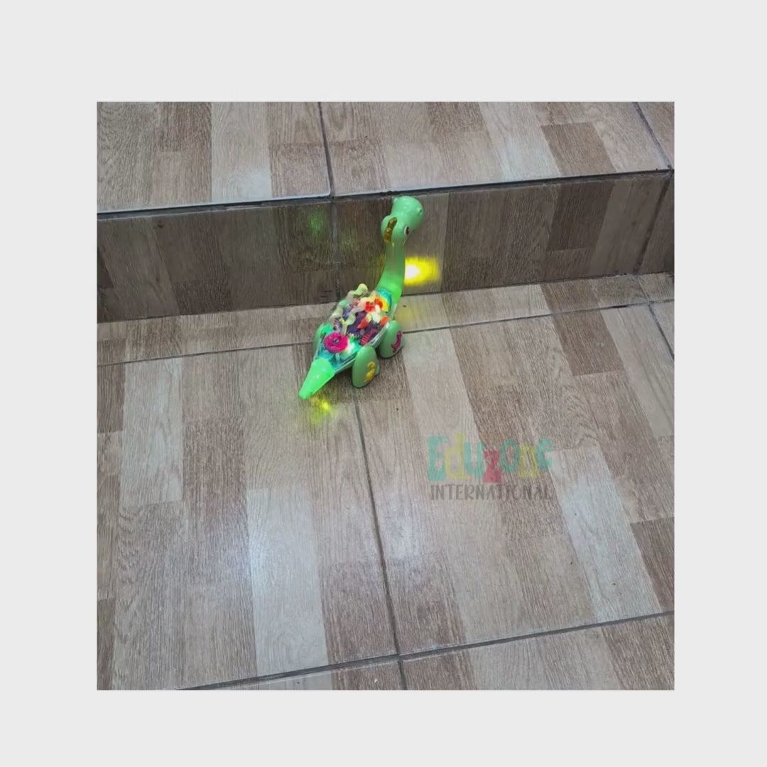 "Gear-Spinning Light-Up Dinosaur – Interactive Toy for Toddlers"