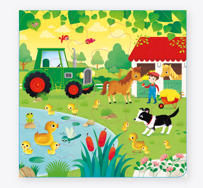 Usborne Book and 3 Jigsaw on the farm for kids, Montessori Educational learning