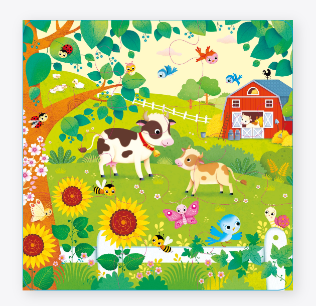 Usborne Book and 3 Jigsaw on the farm for kids, Montessori Educational learning